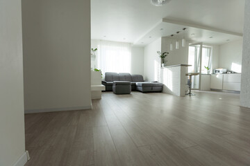 white apartment, sofa gray sun