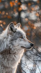 Fototapeta premium Majestic Wolf in High Detail. Nature and Wildlife concept