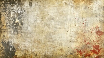 Obraz premium Distressed grunge texture with brown, white, and red splatter.