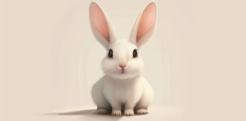 Fluffy Bunny Delight. Adorable rabbit illustration on a plain background concept