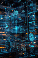 Holographic Lawyer,  A modern digital legal advisor displayed in a sleek interface, showcasing innovative technology against a contemporary background