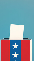 Patriotic Ballot Concept: Voting in U.S.A. Elections &ndash; Clean Design with Red, White, and Blue Stripes and Mockup Blank Papers