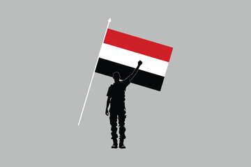 A Man with Yemen flag, Yemen national flag, Yemen flag vector illustration
