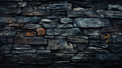 Realistic Old Dark Stone Wall Background with Detailed Texture