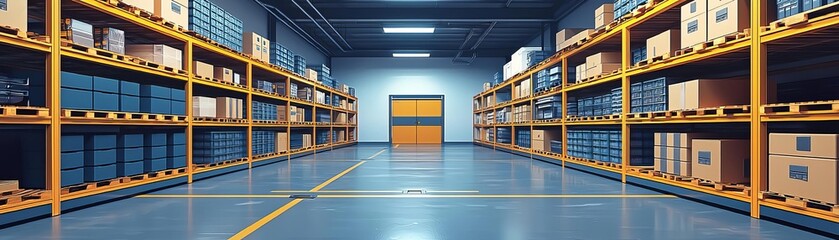 A modern storage facility where AIpowered inventory management, machine learning tools, and robotic systems work together to optimize storage through cuttingedge research