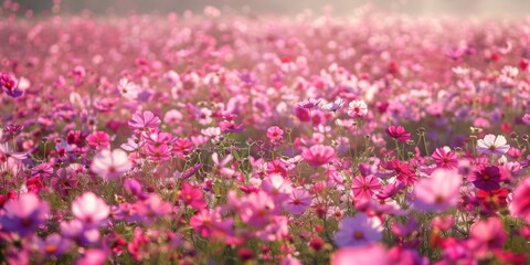 Obraz premium Serene Blossoms. Vibrant flower field scenery