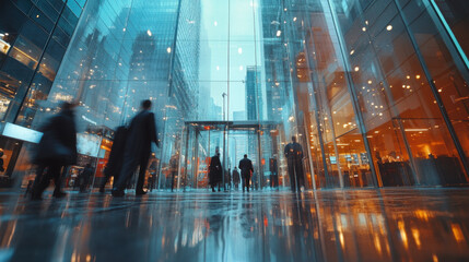 Obraz premium Business Environments, A collection of various business scenes captured in wide-angle shots, ideal for use in advertisements and promotional banners