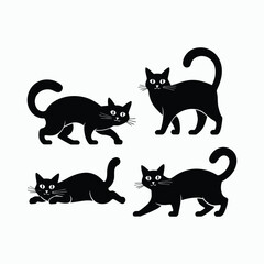 Norwegian Forest Cat Silhouette Vector Set Animals Illustration Template