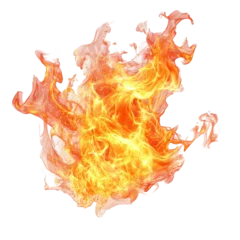 Fototapete Rund A large fire flame dances in vivid reds, oranges, and yellows, beautiful large fire flame in red orange and yellow on transparent background or PNG transparent background © Iftikhar alam