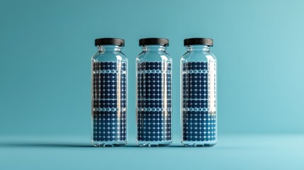 Three Vials of Electronic Components Against a Blue Background