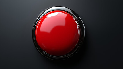 A large red button with a smooth surface and a glossy finish, creating the effect of an attractive shine.