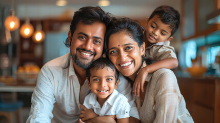 cute little boy with mother and father
