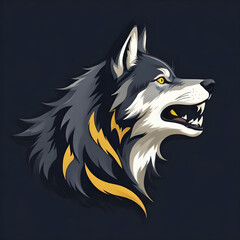 Fototapeta premium gray wolf head Logo illustration mascot