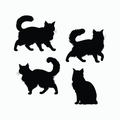 Norwegian Forest Cat Silhouette Vector Set Animals Illustration Template