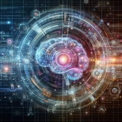 Obraz premium Digital backdround ideal for technological operations, neural networks, AI, data transmission and encryption, digital archives, audio and visual representations, scientific research 