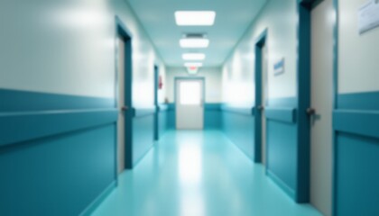 Obraz premium Blurred Indoor Corridor of hospital or Clinic with Fluorescent Lighting - Perfect for Abstract and Architectural Photography