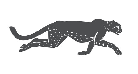 Minimalist Hand Drawn Cheetah Silhouette Vector on a White Background