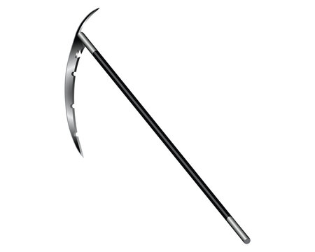 recommend clip art: vector design of a tool similar to a sickle or sword with a black handle called a skythe which is usually used by grim reapers in Halloween themes