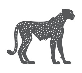 Minimalist Hand Drawn Cheetah Silhouette Vector on a White Background