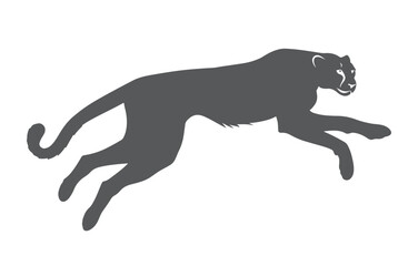 Minimalist Hand Drawn Cheetah Silhouette Vector on a White Background