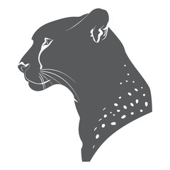Minimalist Hand Drawn Cheetah Head Silhouette Vector on a White Background