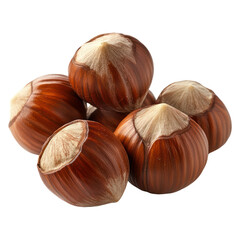 Hazelnuts object isolated on transparent png. 