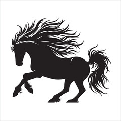 Fototapeta premium wild horse silhouette white background 