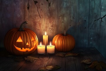 Obraz premium Halloween Night with Pumpkins