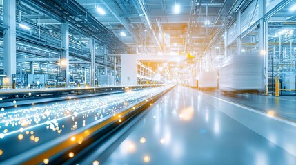 A modern logistics facility where fulfillment is automated through predictive algorithms and big data, ensuring efficient distribution and tracking