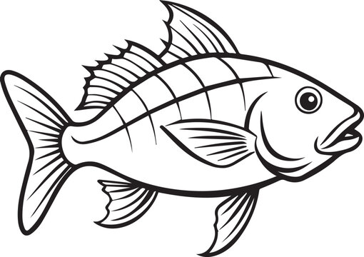 recommend clip art: fish line art vector