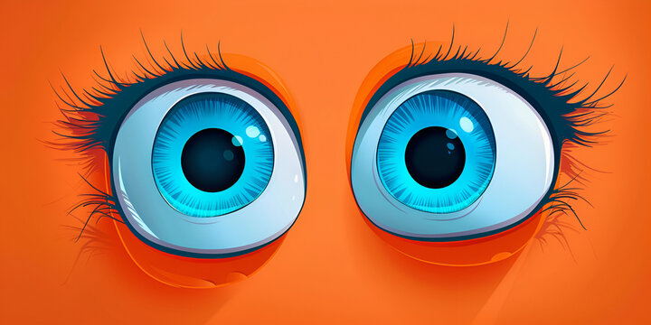 Expressive Cartoon Eyes on Bright Orange Background
