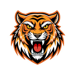 Roaring tiger head logo or icon. Cartoon symbol, perfect for a mascot. Stock vector illustration.