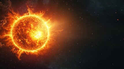Fiery Sun in Space