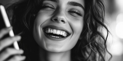 Joyful Woman Laughing Selfie