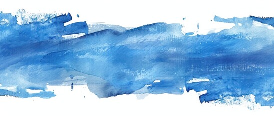 a blue long Abstract watercolor Brush Stroke isolate on white background