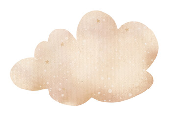 Cloud Sky,Stars isolated,Watercolor clipart orange fluffy cloudy,yellow and white star,Cute cartoon hand paint pastel Crayons or Charcoal,illustration element design for kids,Baby Shower