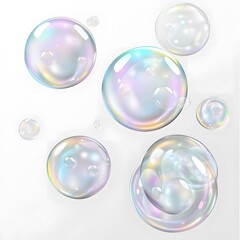 Colorful soap bubbles isolated on a white background, vector illustration design with pastel rainbow colors