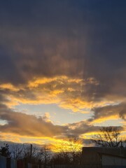 Serene Sunset Sky with Cirrus Clouds: A Perfect Background or Wallpaper
