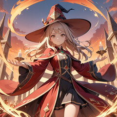 halloween witch on a broom