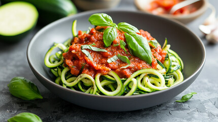 Spiralized Zucchini Noodles with Tomato Basil Sauce