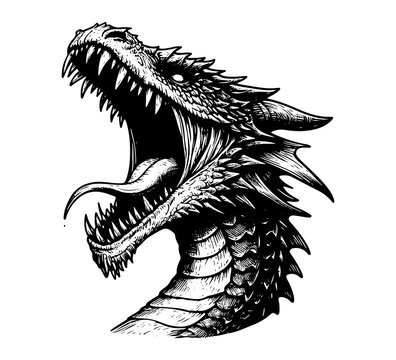 wyvern dragon hand drawn sketch vector