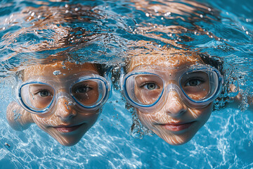 Fototapeta premium Liquid Laughter: Youthful Bliss Captured, Generative AI