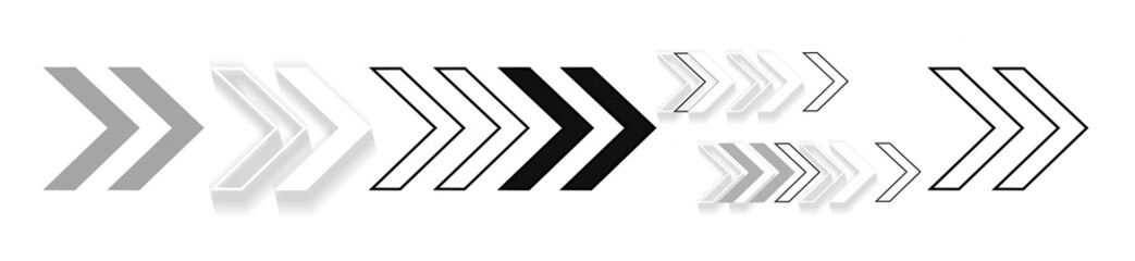 white silhouette arrow as rightwards-arrows, black and white, 