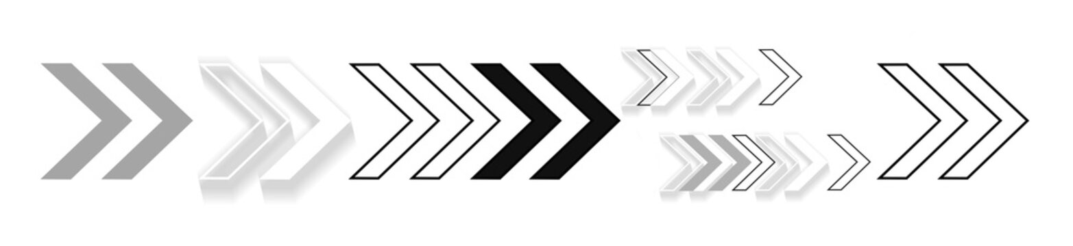 white silhouette arrow as rightwards-arrows, black and white, 