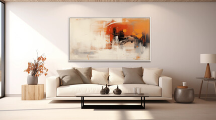 Modern Living Room Interior with Abstract Painting