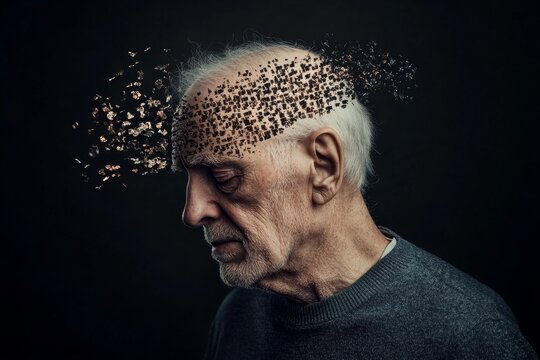 Senior man suffering from memory loss and dementia