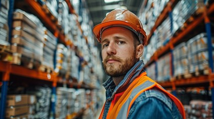 A warehouse worker inspecting incoming goods for damage and verifying quantities against shipping documents