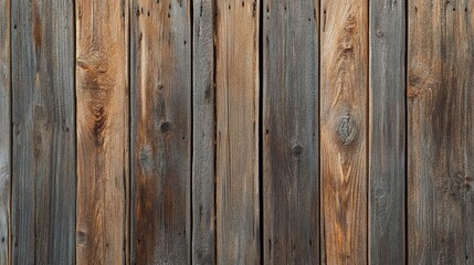 Fototapeta premium Close-up of aged barn wood with vertical planks and natural textures, ideal for rustic-themed graphics.