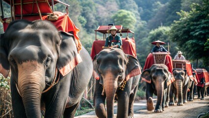 elephant trekking through jungle