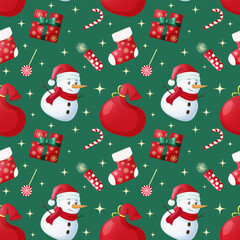 Seamless pattern with New Year and Christmas accessories. A design element for backgrounds, desktop wallpapers and the Internet. Vector illustration